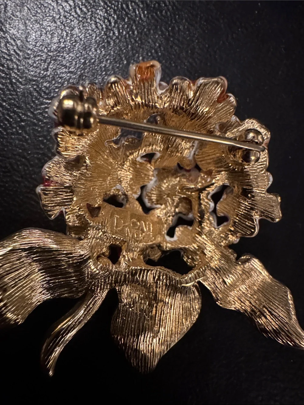 JOAN RIVERS Pink Bouquet Flower Pin Brooch 3D Rhinestones Enamel Signed